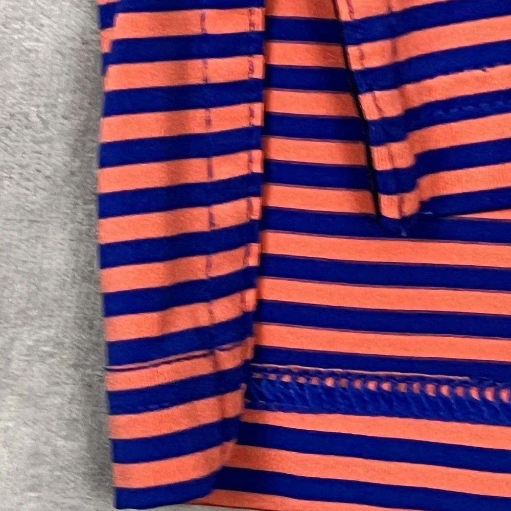 RLX Ralph Lauren Polo Shirt Mens Large Coral/Blue Striped Stretch Short Sleeve